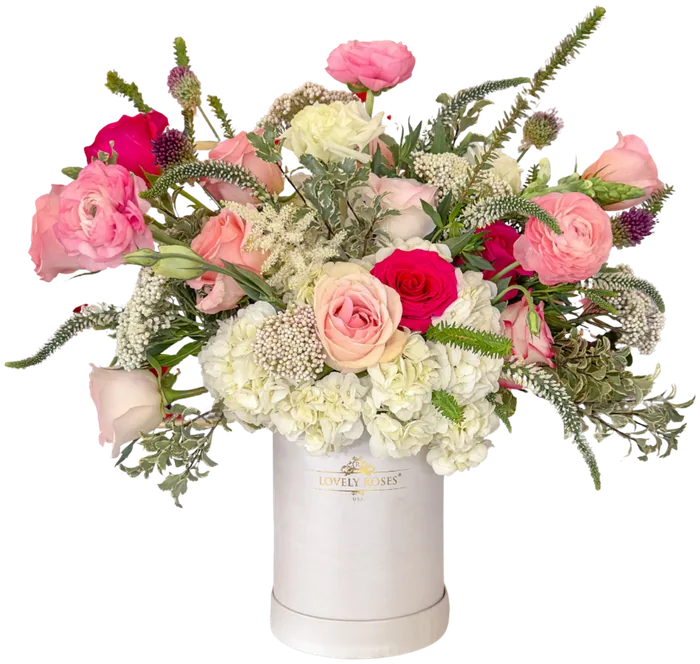 Arreglo floral premium en caja Lovely Roses